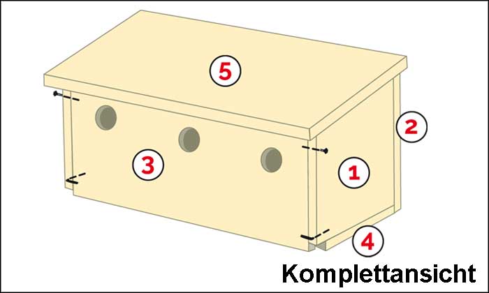 So sieht das Vogelhaus aus, wenn es komplett zusammengebaut ist. Quelle: Naturschutzbund Deutschland &#40;NABU&#41; e.V. / NABU/Christine Kuchem